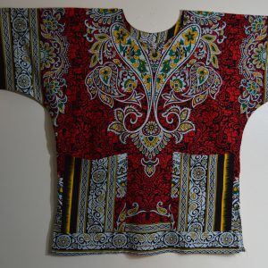 Gray with Red Lux Traditional Dashiki | Large
